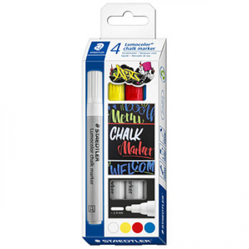 STAEDTLER Lumocolor chalk marker Kreidemarker farbsortiert 2,4 mm, 4 St.