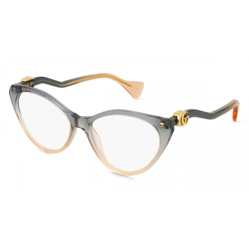 Gucci GG1013O Damen-Brille inkl. Gläser Vollrand Cateye Acetat-Gestell 55mm/16mm/140mm, blau