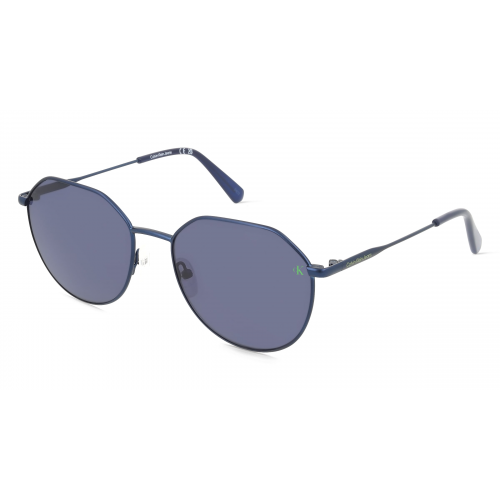 Calvin Klein CKJ23201S Damen-Sonnenbrille Vollrand Rund Metall-Gestell, blau