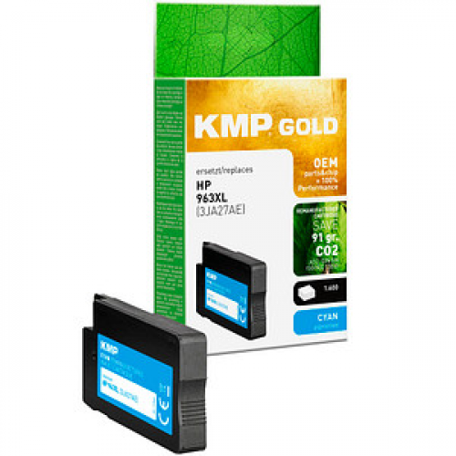 KMP Gold  cyan pigmentiert Druckerpatrone kompatibel zu HP 963XL (3JA27AE)