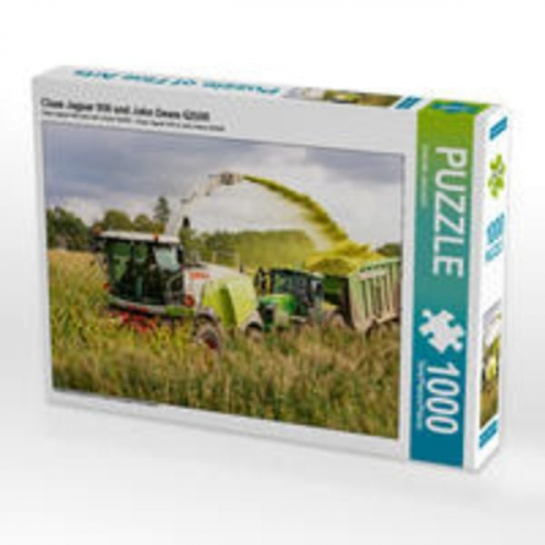 CALVENDO Puzzle Claas Jaguar 950 und John Deere 6250R | 1000 Teile Lege-Größe 64x48cm Foto-Puzzle für glückliche Stunden