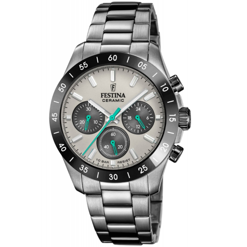 Festina F20703/1 Damenuhr Chronograph Anthrazit/Türkis