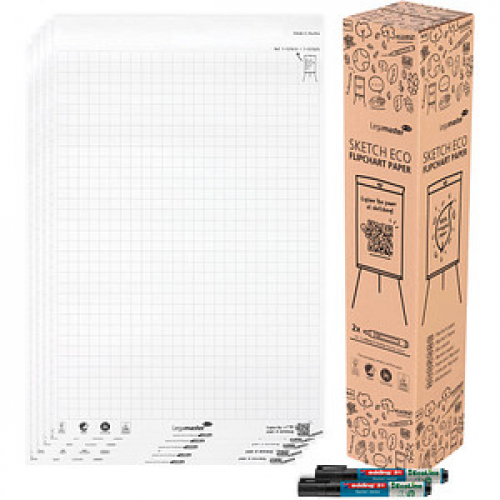 Legamaster Flipchart-Papier SKETCH ECO kariert 65,0 x 98,0 cm, 50 Blatt, 5 Blöcke