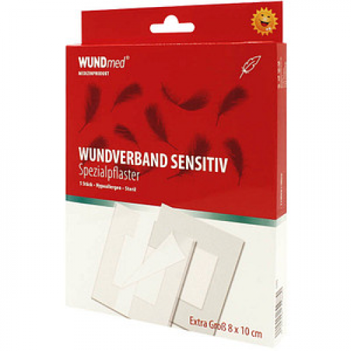 WUNDmed® Pflaster Wundverband Sensitiv weiß 8,0 x 10,0 cm, 5 St.