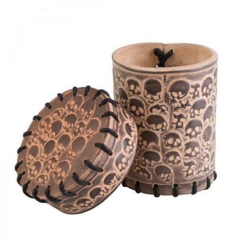 Pegasus QWOSKU12 - Skully Beige Leather Dice Cup