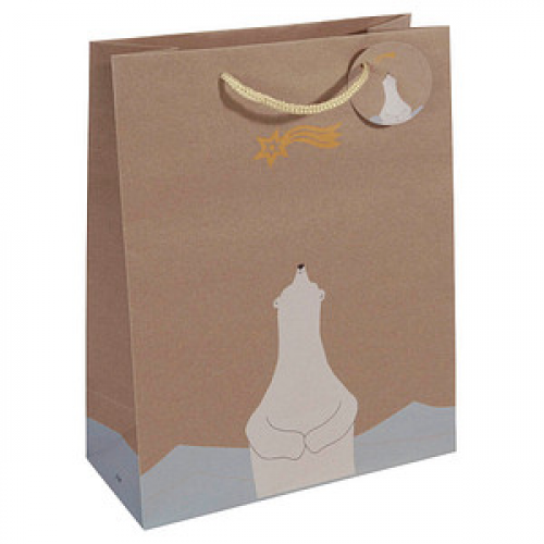 5 SIGEL Geschenktaschen Polar bear with shooting star Motiv 26,0 x 33,0 cm