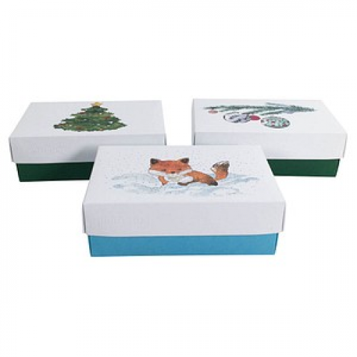 3 BUNTBOX Weihnachten M Geschenkboxen-Set weiß