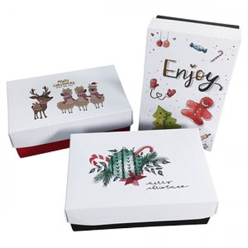 3 BUNTBOX Weihnachten M Geschenkboxen-Set weiß