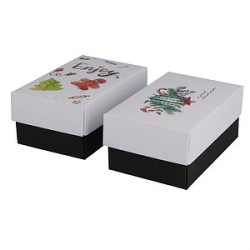 2 BUNTBOX Weihnachten L Geschenkboxen-Set weiß