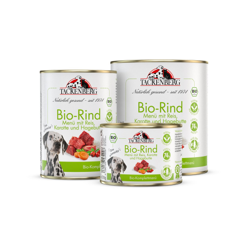 Bio Dosen Menü mit Rind & Karotte für Hunde  - 400 g - Premiumqualität von Tackenberg