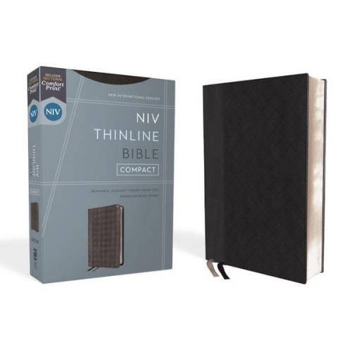 Zondervan - Niv, Thinline Bible, Compact, Leathersoft, Black/Gray, Red Letter, Comfort Print