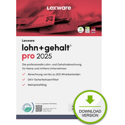 LEXWARE lohn+gehalt pro 2025 Software Vollversion (Download-Link)