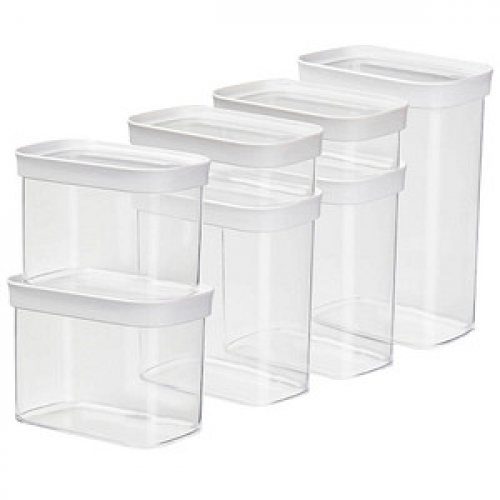 emsa Vorratsdosen-Set OPTIMA 6,5 / 11,9 / 17,5 / 23,8 cm hoch transparent/weiß 0,45 / 1,0 / 1,6 / 2,2 l, 1 Set