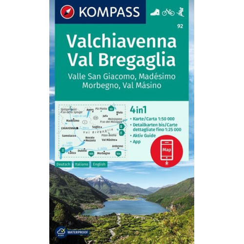 KOMPASS Wanderkarte 92 Chiavenna/Val Bregaglia 1:50.000