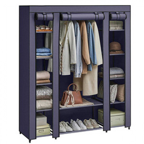 SONGMICS Stoffschrank, LSF003I02 blau 150,0 x 45,0 x 175,0 cm