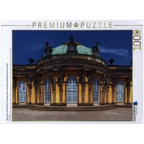 CALVENDO Puzzle "Ohne Sorge" wurde 1745-1747 im Auftrag Friedrichs des Großen als Schloss Sanssouci errichtet. | 1000 Teile Lege-Größe 64x48cm Foto-Pu