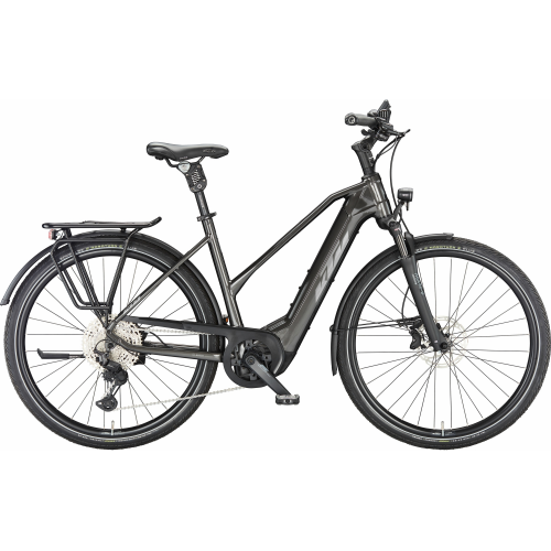 KTM MACINA STYLE XL (750 Wh), 11 Gang Kettenschaltung, Damenfahrrad, Trapez, Modell 2024, 28 Zoll 56 cm machine grey (silver+black)