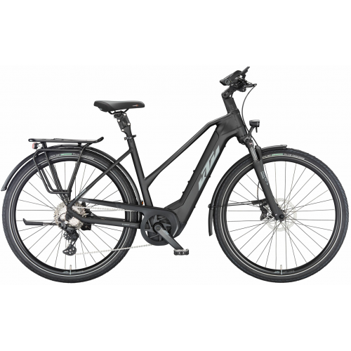 KTM MACINA STYLE 730 (750 Wh), 10 Gang Kettenschaltung, Damenfahrrad, Trapez, Modell 2024, 28 Zoll 46 cm black matt (grey+orange)