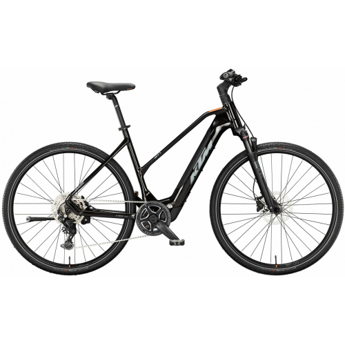 KTM MACINA CROSS SX 20, 9 Gang Kettenschaltung, Damenfahrrad, Trapez, Modell 2024, 28 Zoll 46 cm flaming black (grey+orange)