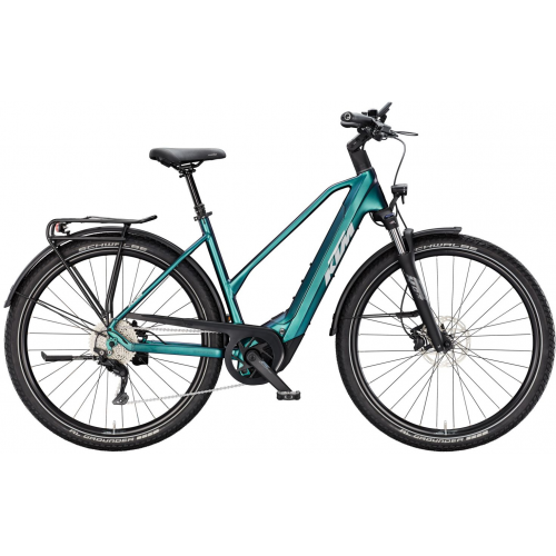 KTM MACINA GRAN 820, 10 Gang Kettenschaltung, Damenfahrrad, Trapez, Modell 2025, 29 Zoll 46 cm green purple flip matt (silver+black)