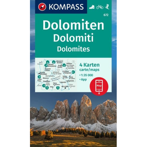 KOMPASS Wanderkarten-Set 672 Dolomiten, Dolomiti, Dolomites