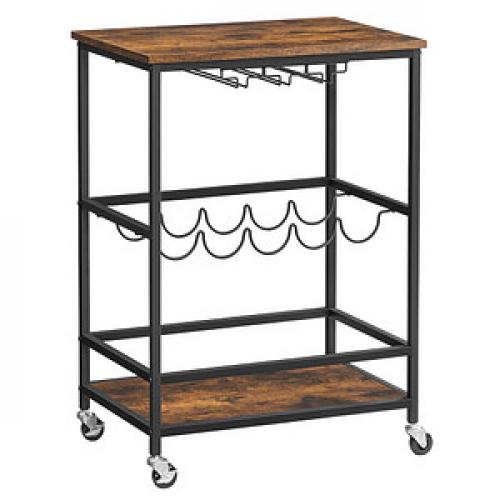VASAGLE Servierwagen braun, schwarz 60,0 x 40,0 x 82,0 cm