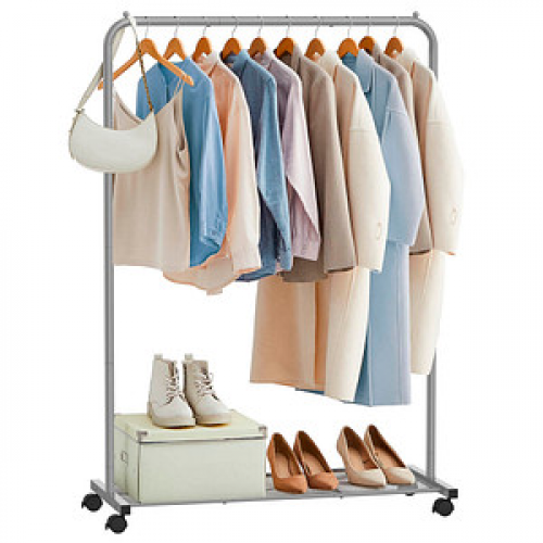 SONGMICS Rollgarderobe grau Metall 91,0 x 158,0 cm