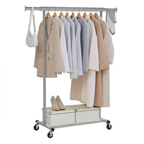 SONGMICS Rollgarderobe grau Metall 92,0 - 132,0 x 160,0 cm