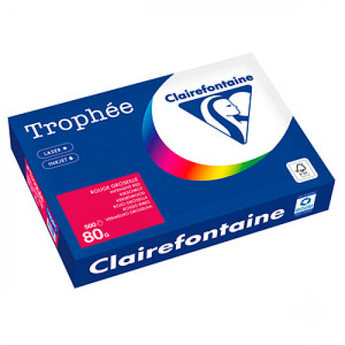 Clairefontaine Kopierpapier Trophée kirschrot DIN A4 80 g/qm 500 Blatt