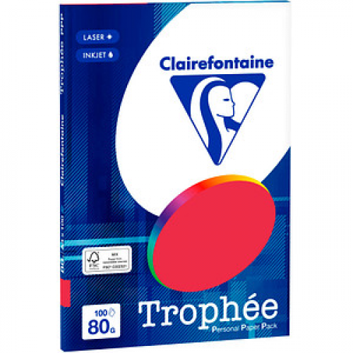 Clairefontaine Kopierpapier Trophée kirschrot DIN A4 80 g/qm 100 Blatt