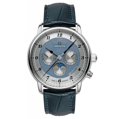 Zeppelin 8536-3 Herrenuhr Friedrichshafen Mondphase Blau