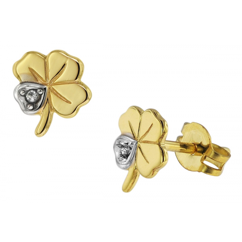 trendor 75094 Damen Ohrringe Kleeblatt 333 Gold 8 Karat Bicolor