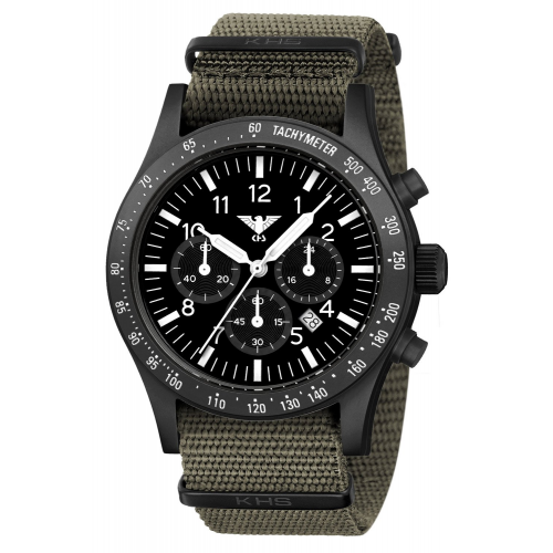KHS PLABSSC.NSGO Herren-Solaruhr Platoon Chronograph Natoband Grau