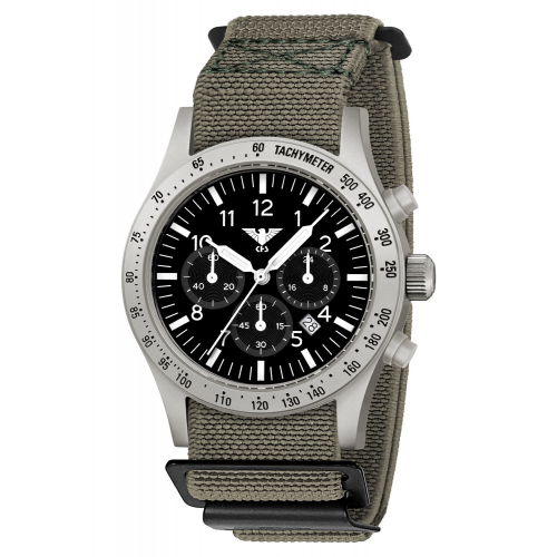 KHS PLASSC.DFSGO Herrenuhr Platoon Solar Chronograph Stahl Grau