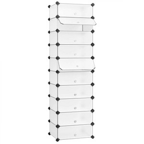SONGMICS Schuhschrank, LPC10W weiß 43,0 x 31,0 x 173,0 cm