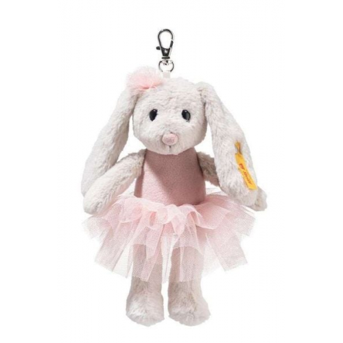 Steiff 112614 - Anhänger Hoppie Balletthase, weiß/rosa, Plüsch-Schlüsselanhänger, 16 cm