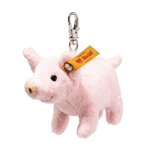 Steiff 112652 - Anhänger Glücksbringer Schwein, rosa, Plüsch-Schlüsselanhänger, 9 cm