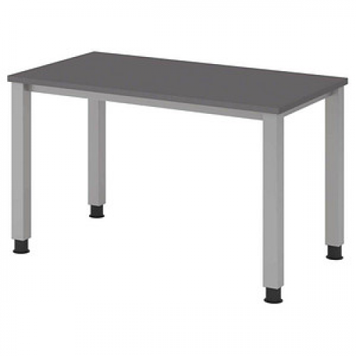 HAMMERBACHER QS612 Schreibtisch grafit rechteckig, 4-Fuß-Gestell silber 120,0 x 67,2 cm