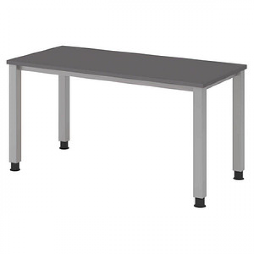 HAMMERBACHER QS614 Schreibtisch grafit rechteckig, 4-Fuß-Gestell silber 140,0 x 67,2 cm