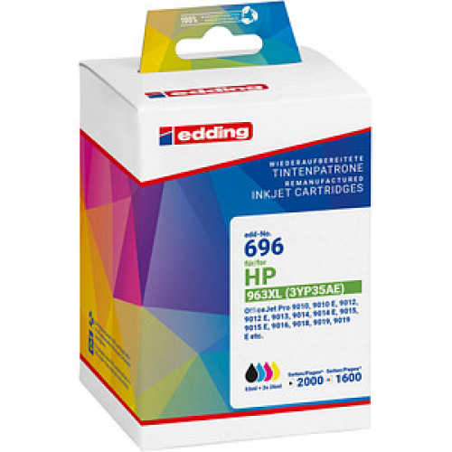 edding EDD-696  schwarz, cyan, magenta, gelb Druckerpatrone kompatibel zu HP 963XL (3YP35AE), 4er-Set