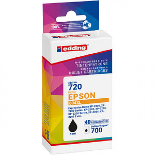 edding EDD-720  schwarz Druckerpatrone kompatibel zu EPSON 604XL (T10H1)