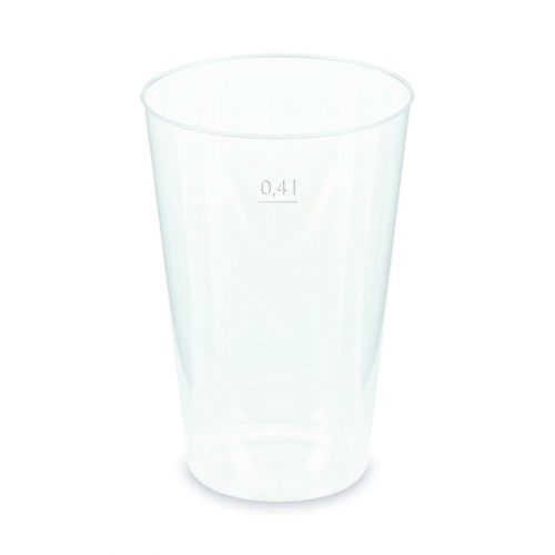 Mehrwegbecher Pfandbecher transparent PP Eichstrich 0,4 l O 8,6 cm,  50 Stk.