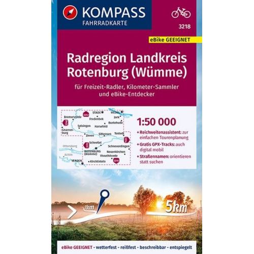 KOMPASS Fahrradkarte 3218 Radregion Landkreis Rotenburg (Wüm