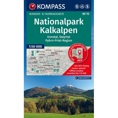 KOMPASS Wanderkarte 70 Nationalpark Kalkalpen, Ennstal, Steyrtal, Pyhrn-Priel-Region 1:50.000