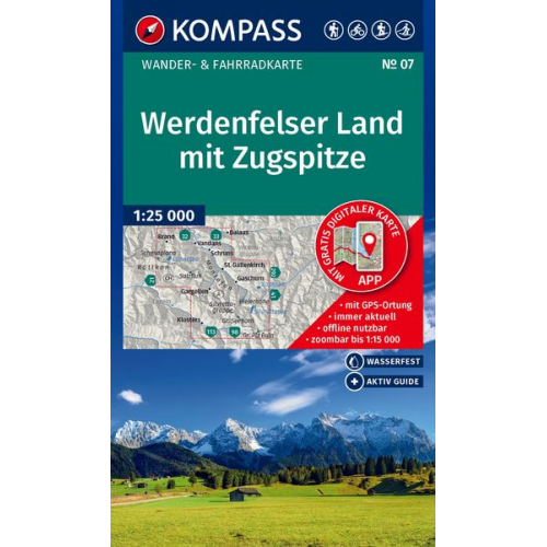 KOMPASS Wanderkarte 07 Werdenfelser Land mit Zugspitze 1:25.000