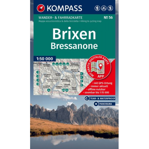 KOMPASS Wanderkarte 56 Brixen / Bressanone 1:50.000