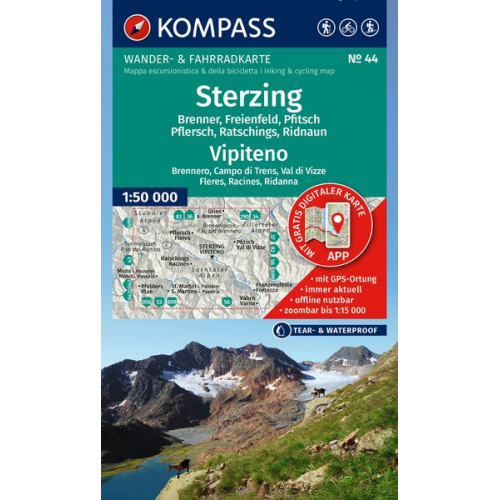 KOMPASS Wanderkarte 44 Sterzing / Vipiteno 1:50.000