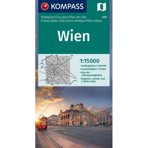 KOMPASS Stadtplan Wien 1:15.000