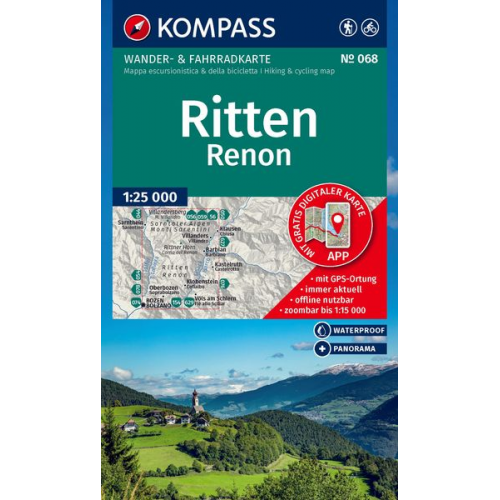 KOMPASS Wanderkarte 068 Ritten / Renon 1:25.000