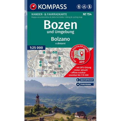 KOMPASS Wanderkarte 154 Bozen und Umgebung / Bolzano e dintorni 1:25.000